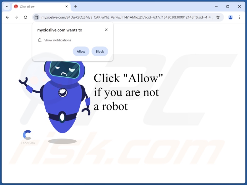 myxioslive[.]com pop-up redirects