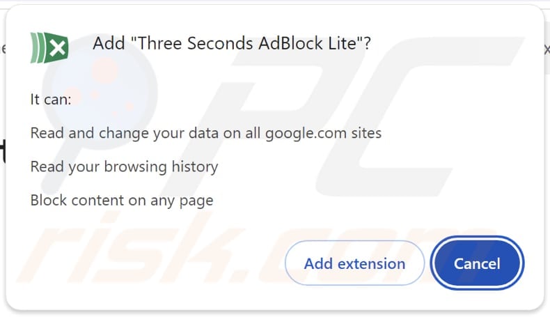 Three Seconds AdBlock Lite adware permissions