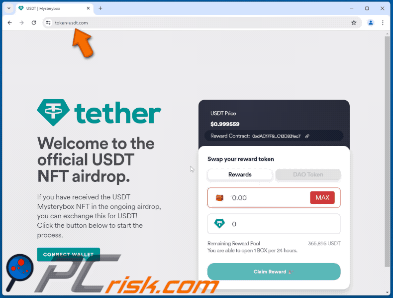 Appearance of USDT NFT Airdrop scam