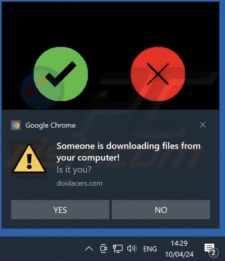 Ad delivered by the doidacers[.]com webpage