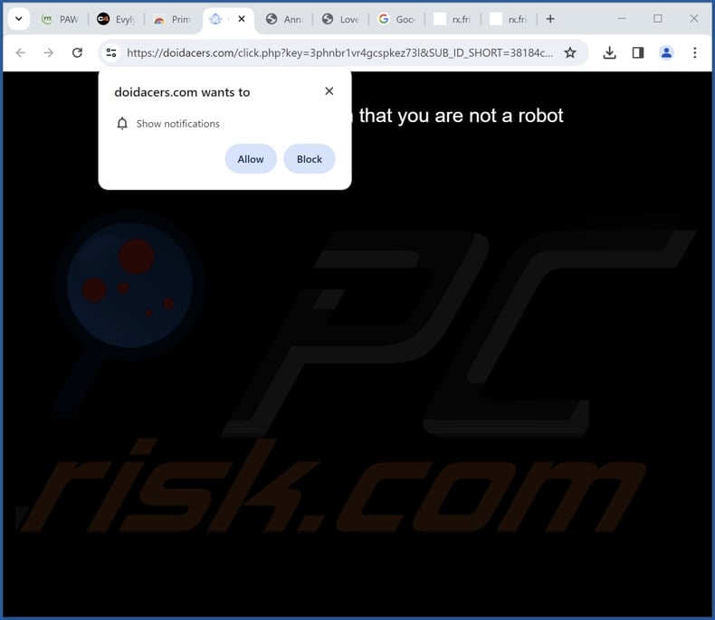 doidacers[.]com pop-up redirects