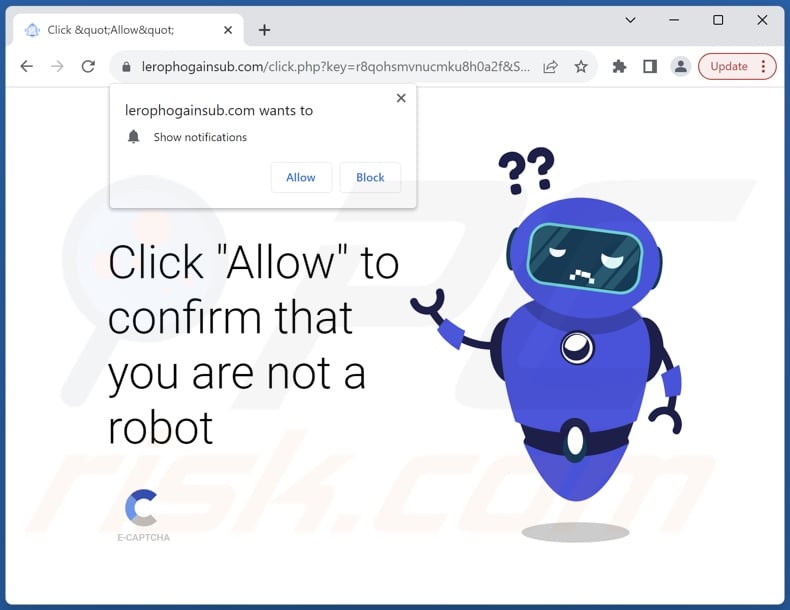 Another appearance of the lerophogainsub[.]com webpage