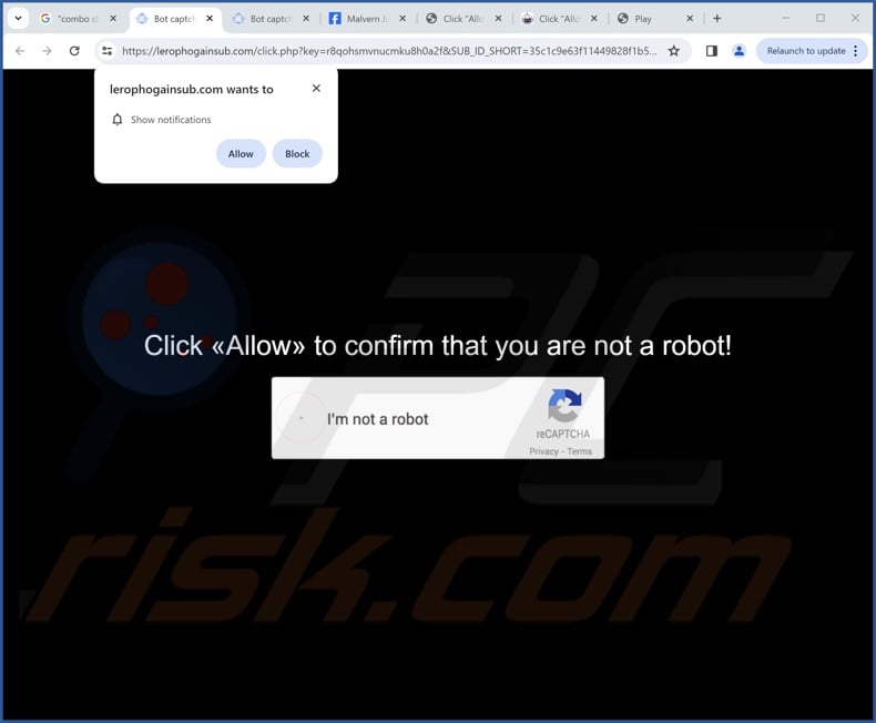 lerophogainsub[.]com pop-up redirects