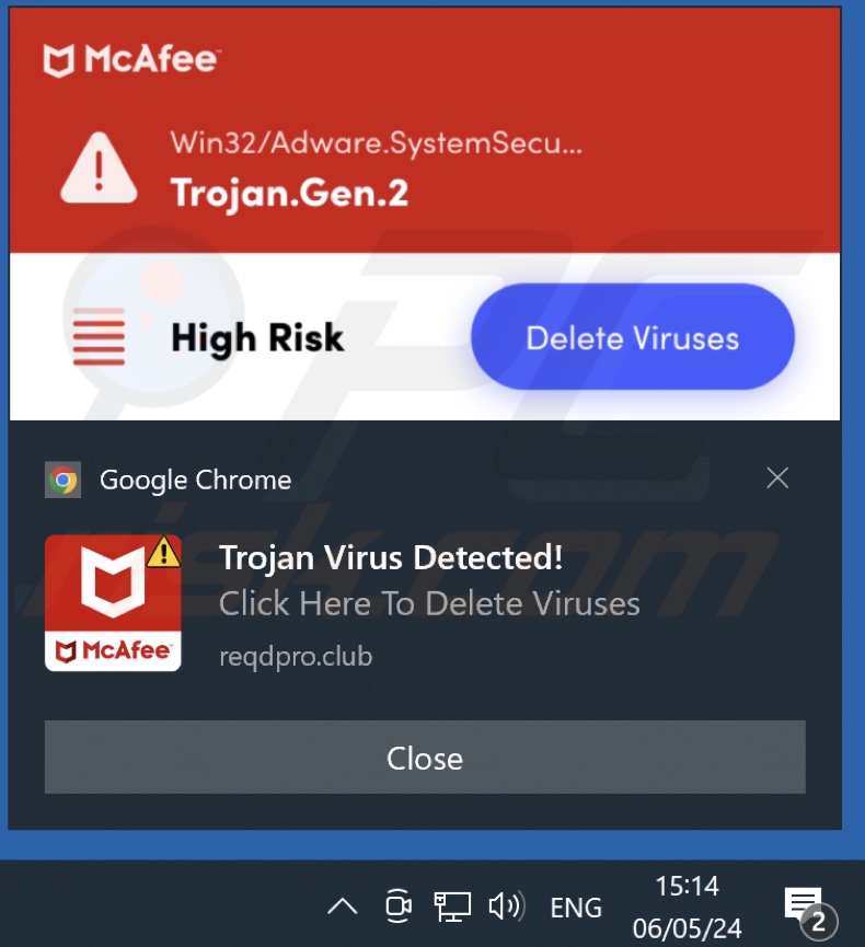 Ad delivered by the reqdpro[.]club webpage