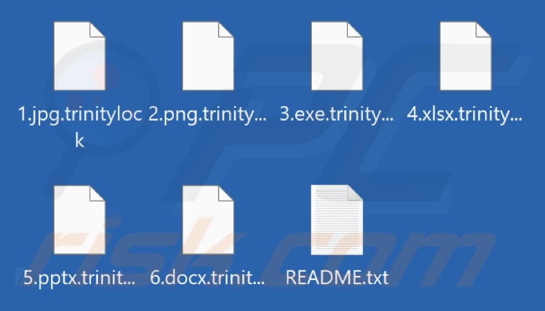 Files encrypted by Trinity ransomware (.trinitylock extension)