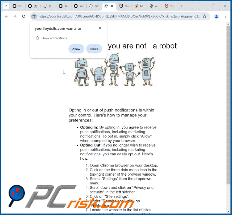 yourlloydsllc[.]com website appearance (GIF)