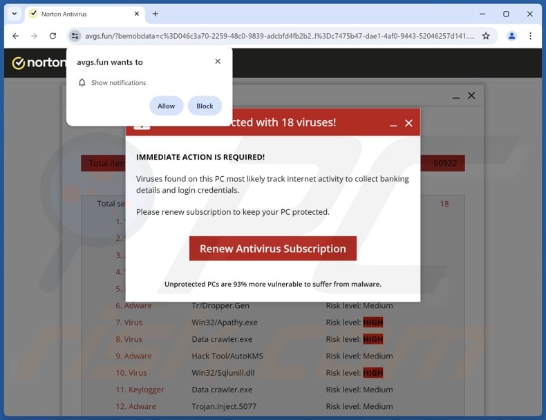 avgs[.]fun pop-up redirects