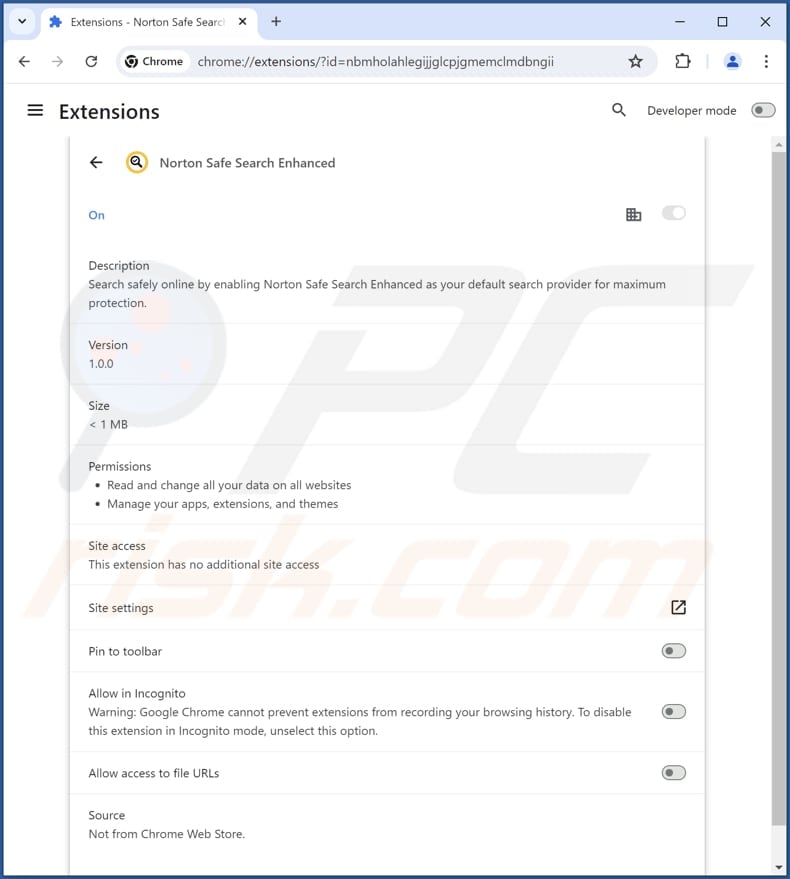 find.nsrc-now.com redirect Norton Safe Search Enhanced extension description