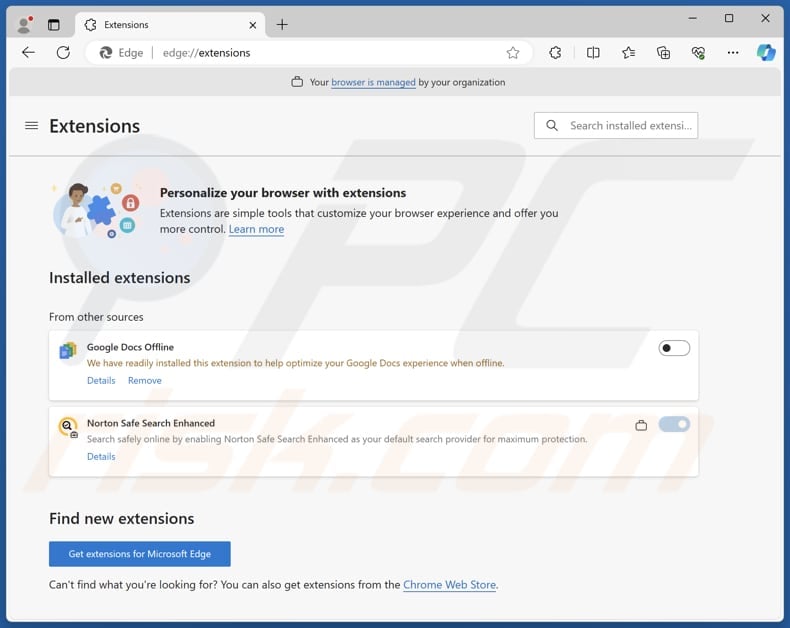 find.nsrc-now.com Norton Safe Search Enhanced on Edge browser