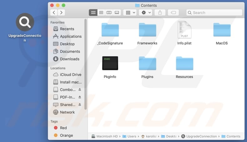 UpgradeConnection adware installation folder
