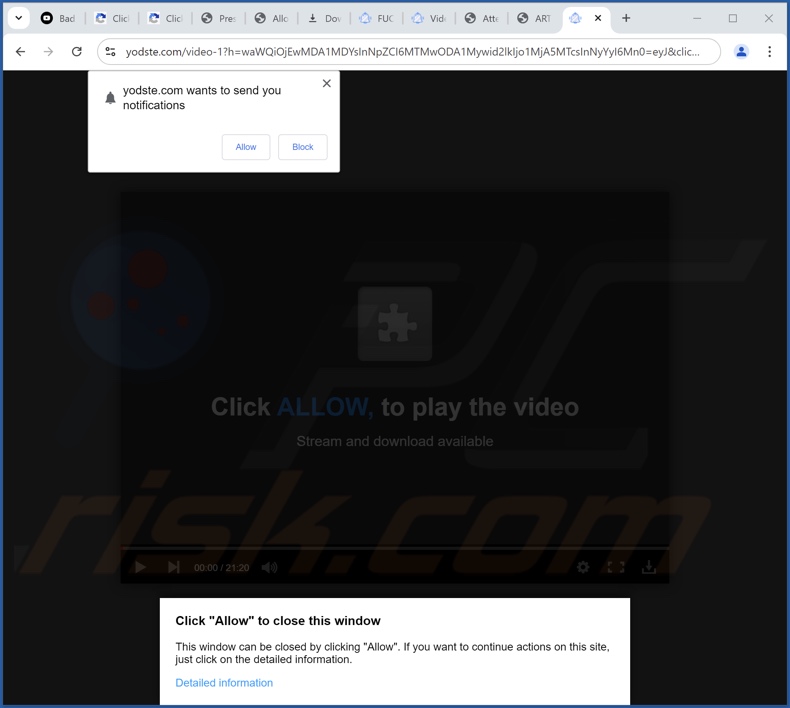 yodste[.]com pop-up redirects