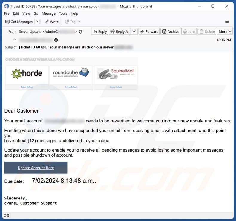 Your Email Account Needs To Be Re-verified email spam campaign