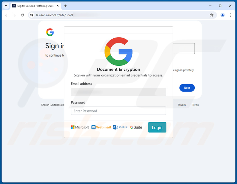 Phishing site promoted via Secured & Confidential Document email scam (2024-08-01)
