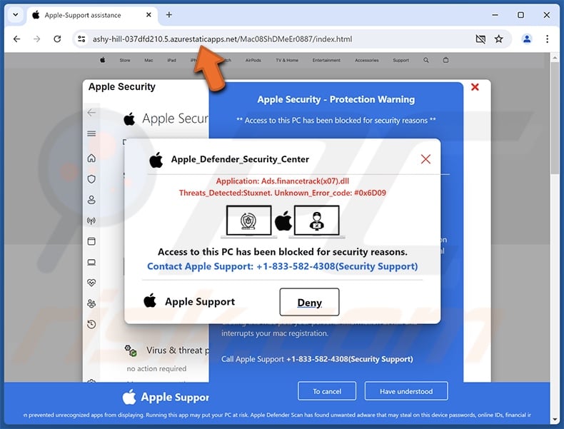 Example of a scam hosted via Azure Web Apps
