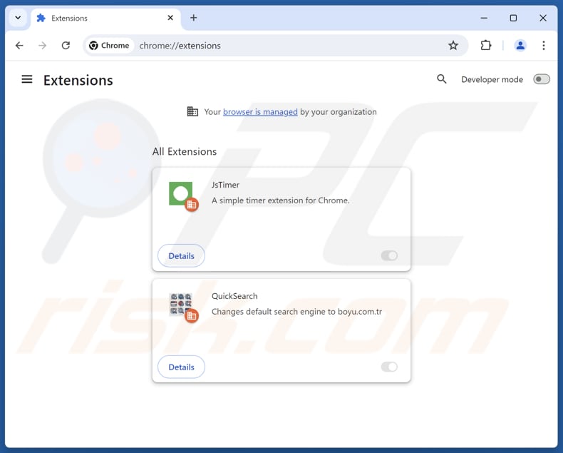 Removing JsTimer from Google Chrome step 2