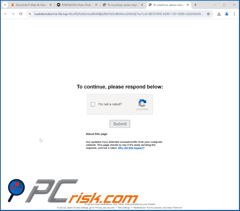 loadlatestuberthe-file[.]top website appearance (GIF)