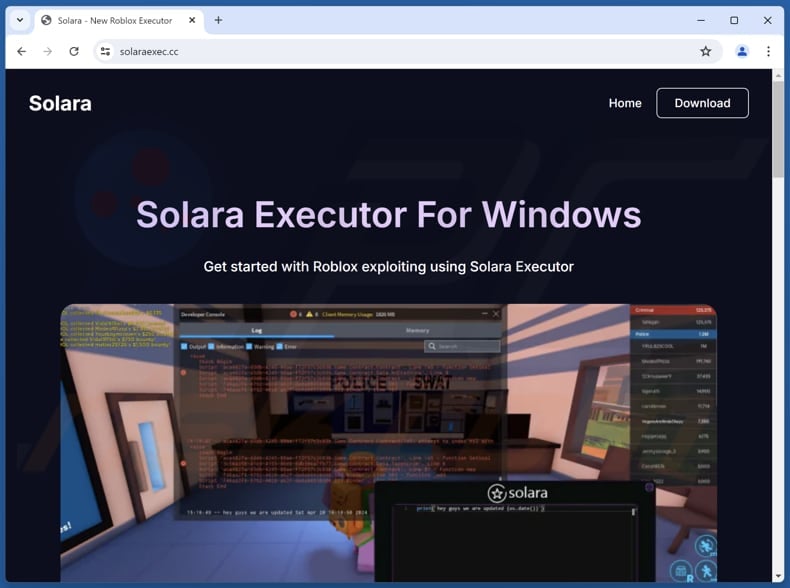LuaDream malware Solara site