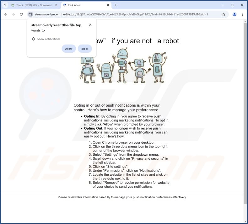 streamoverlyrecentthe-file[.]top pop-up redirects