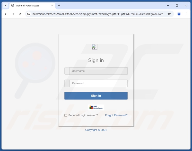 Failed Login Attempt scam email promoted phishing site