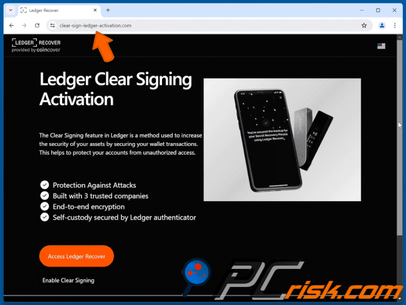 Appearance of Ledger Clear Signing Activation scam