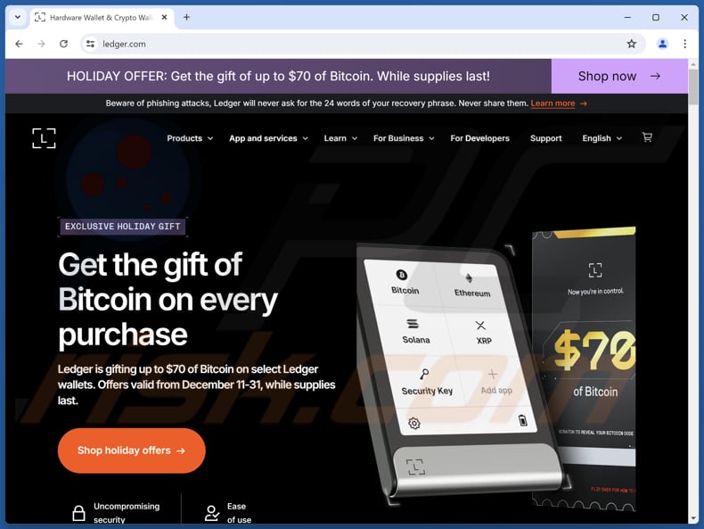 Ledger Cear Signing Activation scam real website (ledger.com)