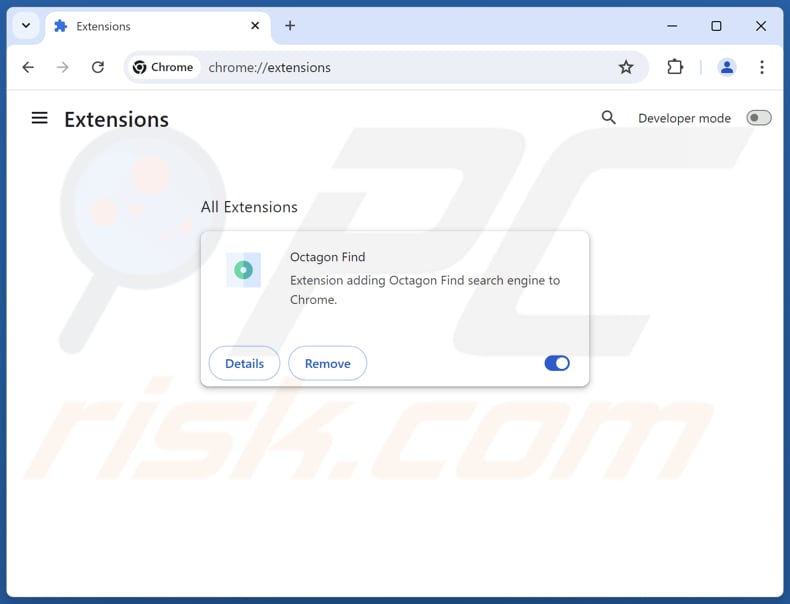 Removing octagonfind.com related Google Chrome extensions