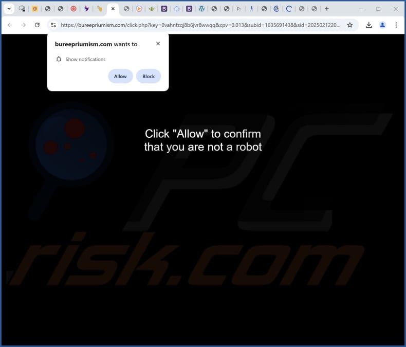 bureepriumism[.]com pop-up redirects