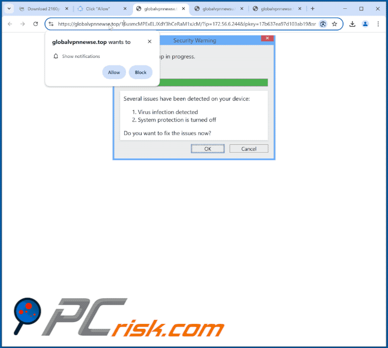 globalvpnnewse[.]top website appearance (GIF)
