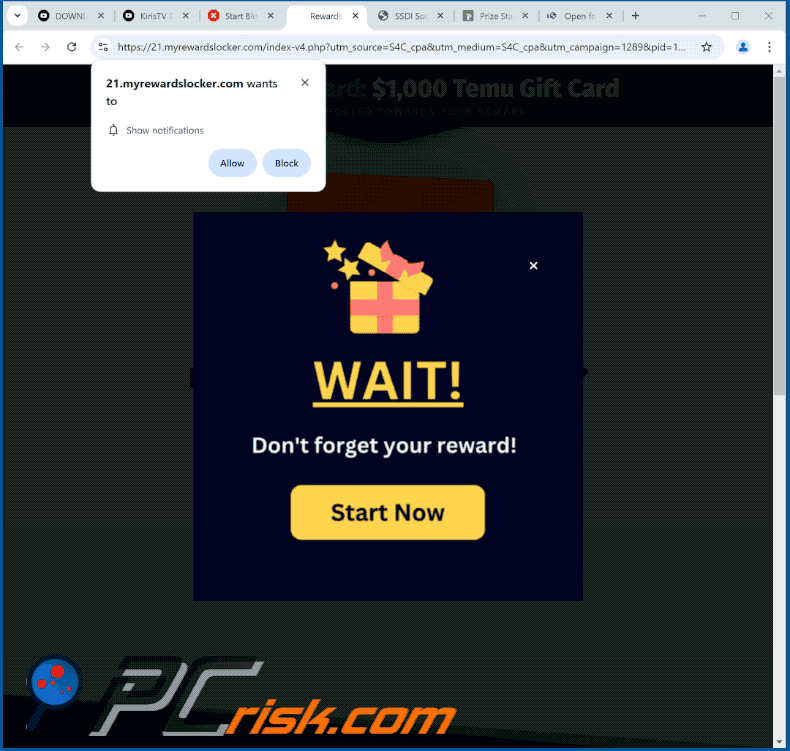 myrewardslocker[.]com website appearance (GIF)