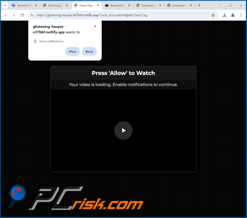 netlify.app website (glistening-haupia-e37bbf.netlify[.]app) appearance (GIF)