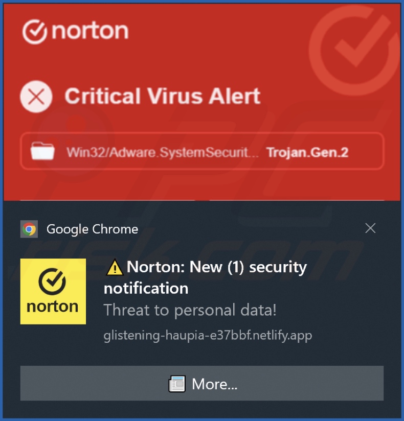 Ad delivered by the netlify.app webpage (glistening-haupia-e37bbf.netlify[.]app)