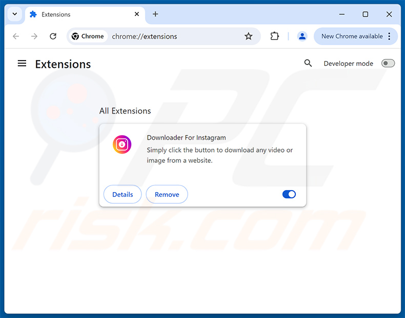 Downloader For Instagram extension promoting search.trktacular.com