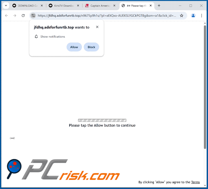 adsforfunrtb[.]top website appearance (GIF)