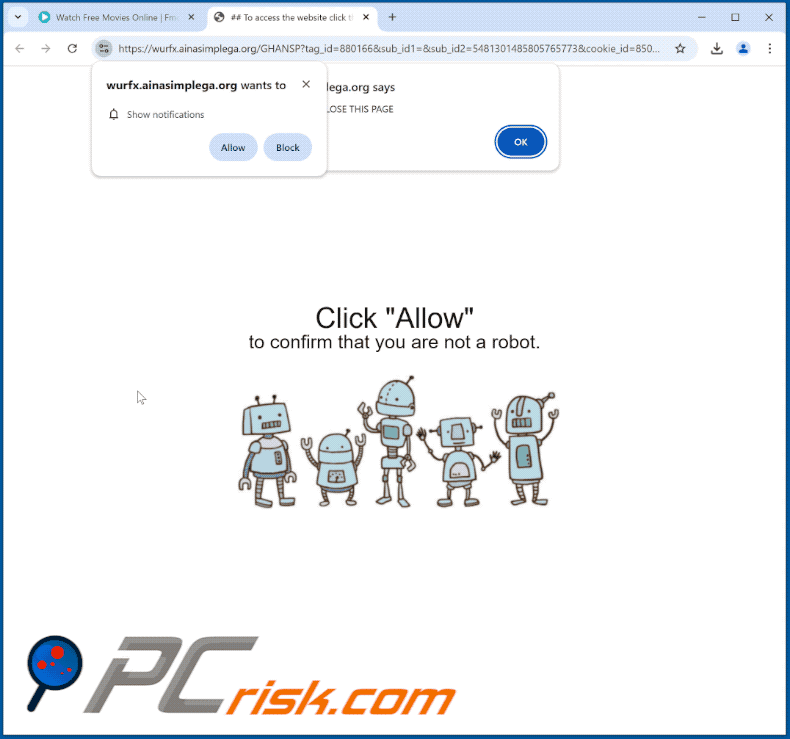 ainasimplega[.]org website appearance (GIF)