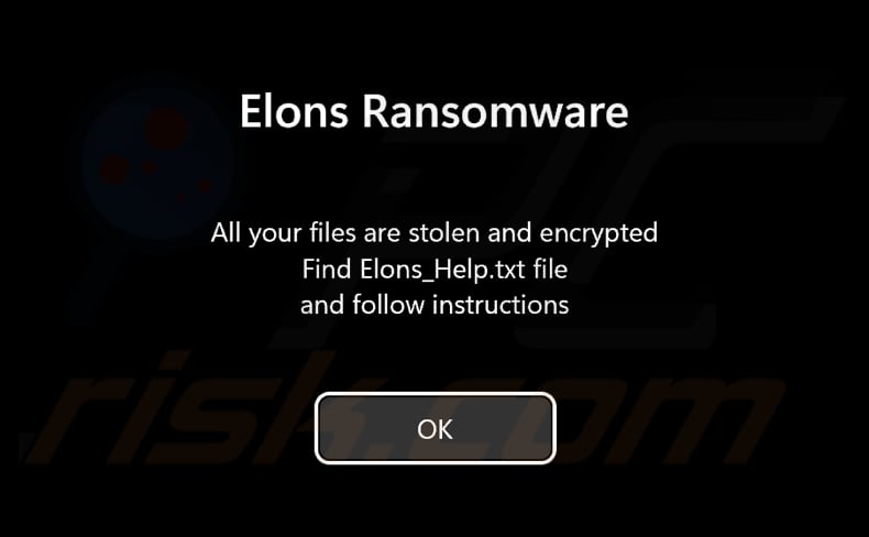 Elons ransomware pre-login screen