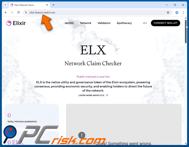 Appearance of Fake Elixir (ELX) scam