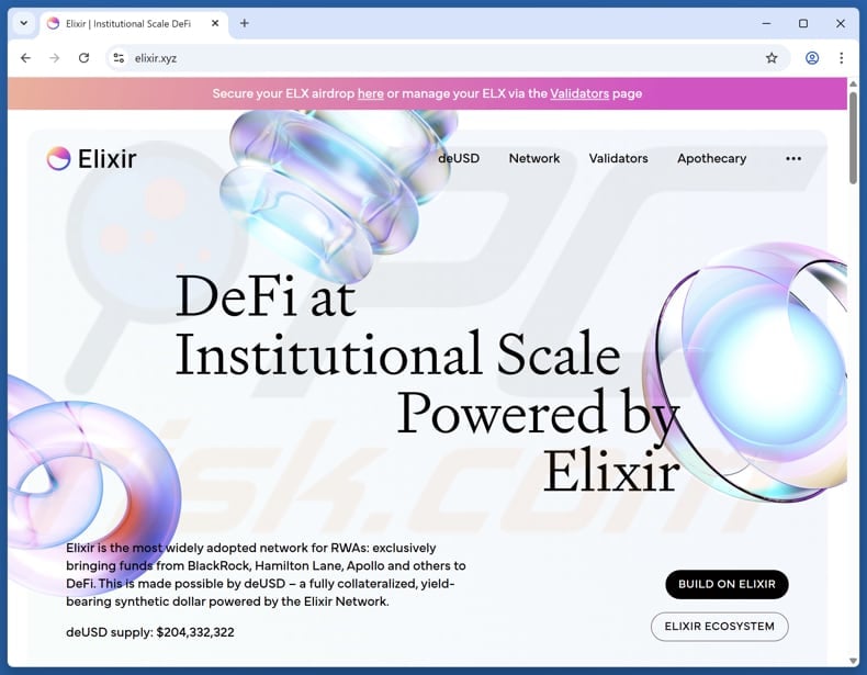 fake elixir website scam real website (elixir.xyz)