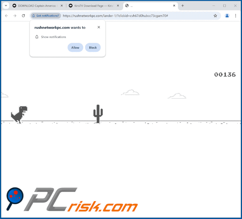 rushnetworkpc[.]com website appearance (GIF)