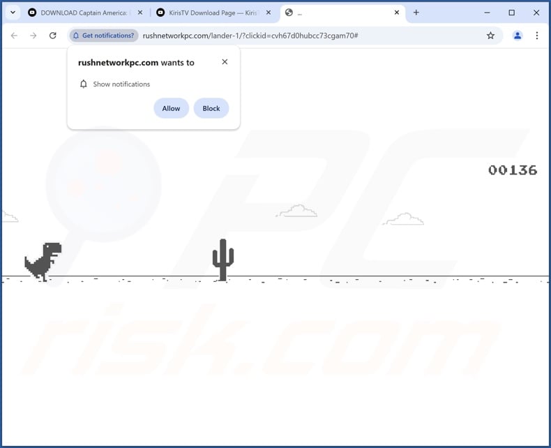 rushnetworkpc[.]com pop-up redirects