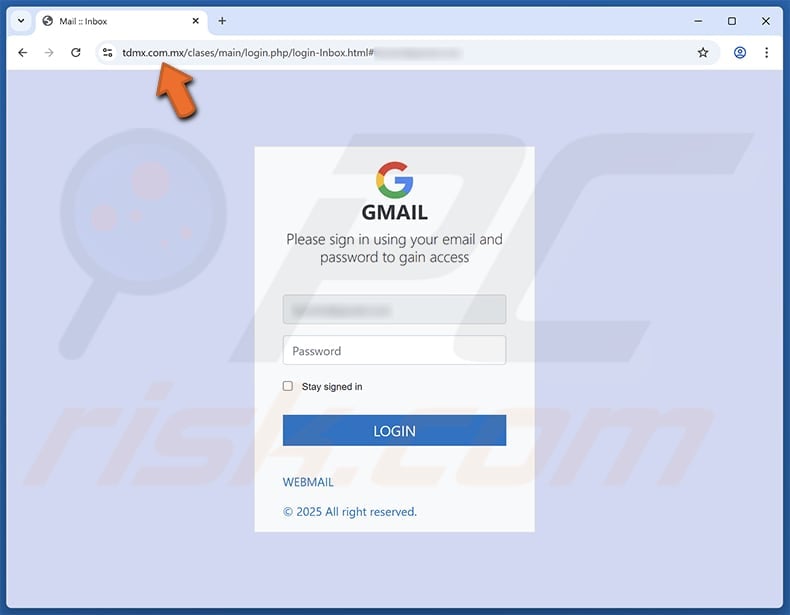 Sign-in From Unauthorized Geolocation Email Scam phishing website