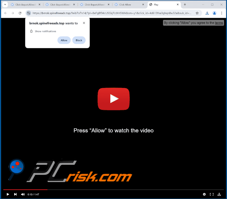 spinefreeads[.]top website appearance (GIF)