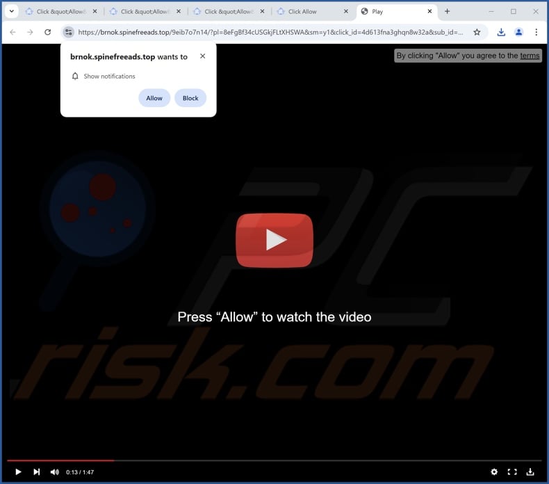 spinefreeads[.]top pop-up redirects