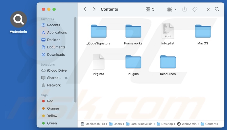 WebAdmin adware install folder