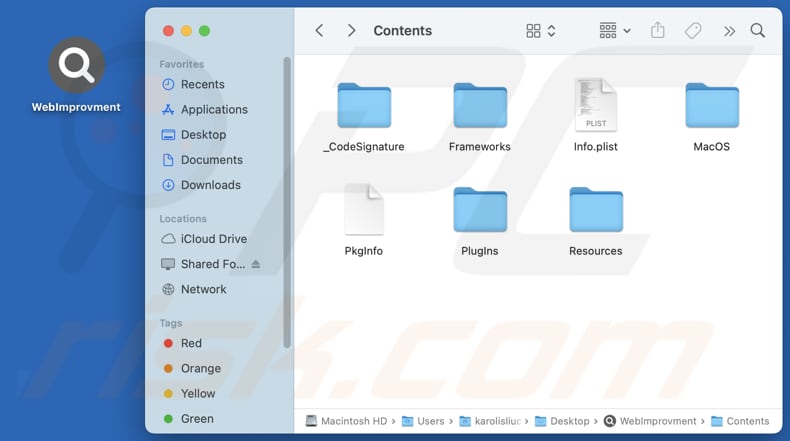 Installation folder of WebImprovment adware