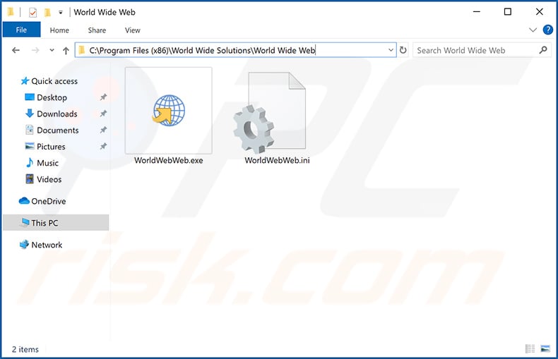 World Wide Web unwanted application disguising as WorldWebWeb