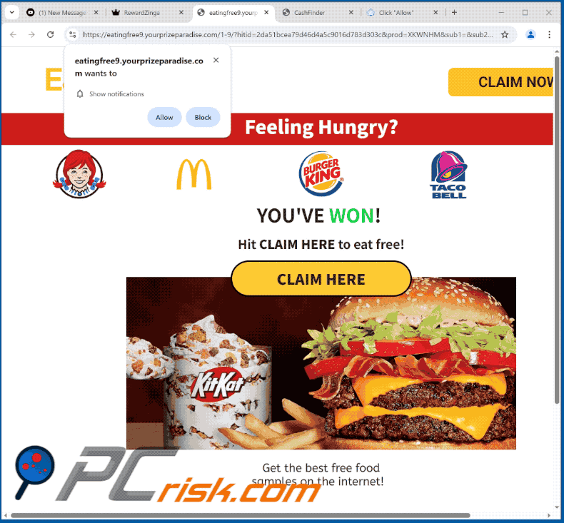 yourprizeparadise[.]com website appearance (GIF)