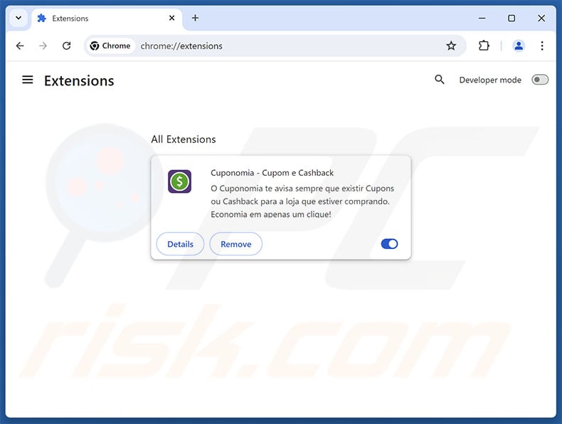 Removing unwanted extensions from Google Chrome step 2