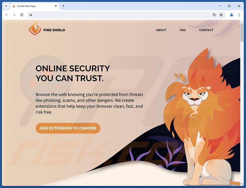 Website promoting Fire Shield Extension Protection