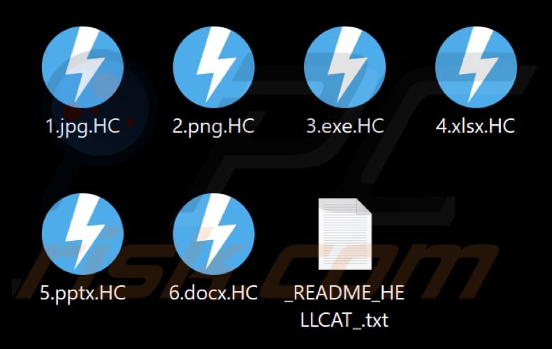 Files encrypted by HellCat ransomware (.HC extension)