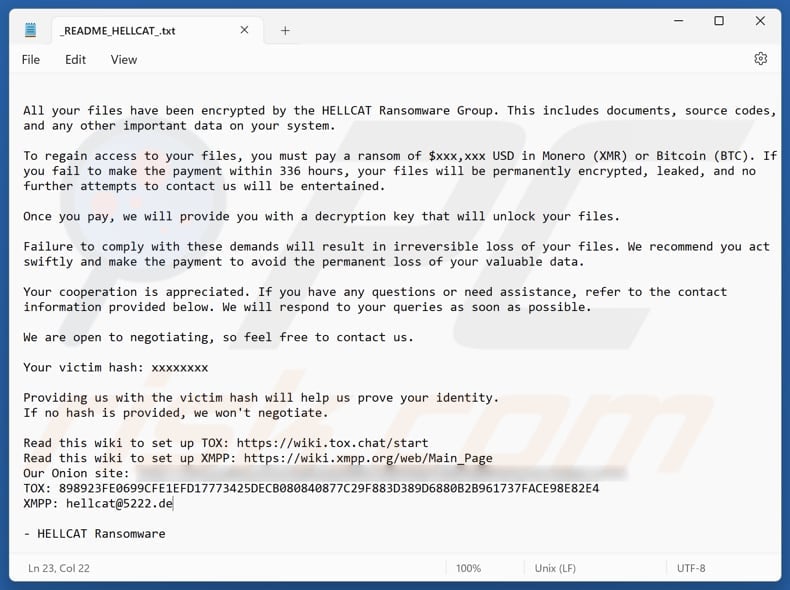 HellCat Ransomware ransom note second variant (_README_HELLCAT_.txt)